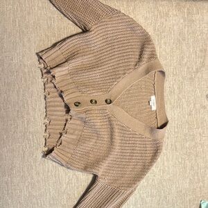 Women's Tan Sweater with Button Detail